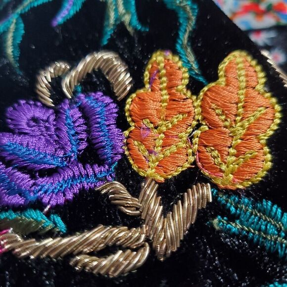 Ruby Yaya Romero Velvet Floral Jacket Size S Embroidered Multicolor Lined Womens - Picture 5 of 12